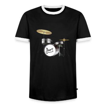 percussion - Men's Ringer Shirt - black/white - Front - AI Model Female 172 light (172cm) & AI Model Male 178 light (178cm)