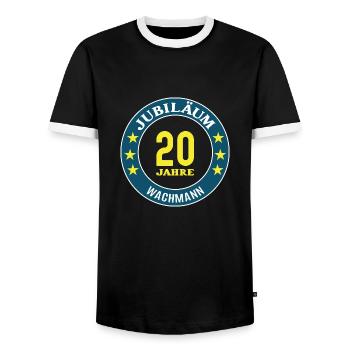 Wachmann Jubiläum 20 Jahre 20. jähriges Jubi - Männer Kontrast-T-Shirt - Schwarz/Weiß - Vorne - AI Model Female 172 light (172cm) & AI Model Male 178 light (178cm)