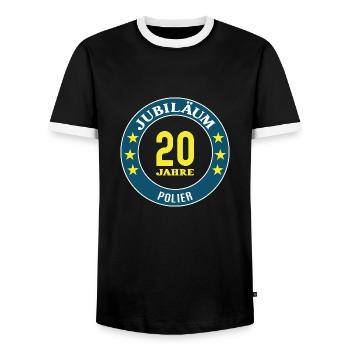 Polier Jubiläum 20 Jahre 20 jähriges Jubi Arbeit - Männer Kontrast-T-Shirt - Schwarz/Weiß - Vorne - AI Model Female 172 light (172cm) & AI Model Male 178 light (178cm)