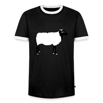 Sheep Sheep Heidschnucke Lamb Shepherd Lambs - Men's Ringer Shirt - black/white - Front - AI Model Female 172 light (172cm) & AI Model Male 178 light (178cm)