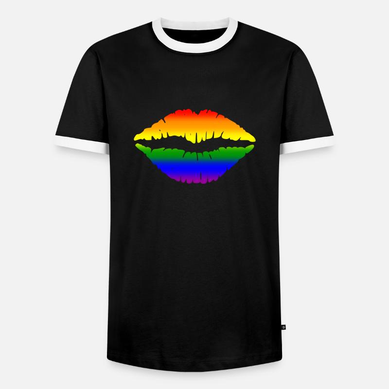 Rainbow Lips - Men's Ringer Shirt - black/white