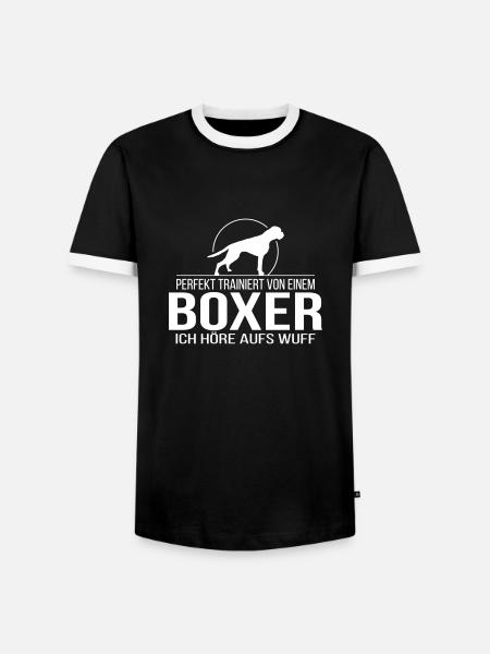 BOXER wuff - Männer Kontrast-T-Shirt - Schwarz/Weiß