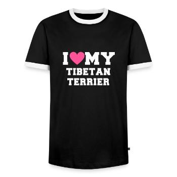 I love my Tibetan Terrier - Männer Kontrast-T-Shirt - Schwarz/Weiß - Vorne - AI Model Female 172 light (172cm) & AI Model Male 178 light (178cm)