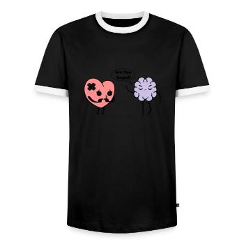 Learn Heart - Men's Ringer Shirt - black/white - Front - AI Model Female 172 light (172cm) & AI Model Male 178 light (178cm)