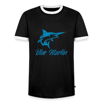 Angler - Angelsport - Blue Marlin - Geschenk - Männer Kontrast-T-Shirt - Schwarz/Weiß - Vorne - AI Model Female 172 light (172cm) & AI Model Male 178 light (178cm)