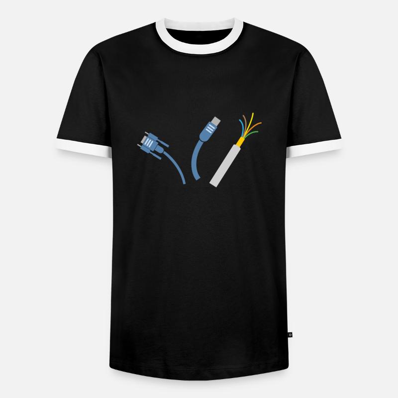 Kabel - Männer Kontrast-T-Shirt - Schwarz/Weiß
