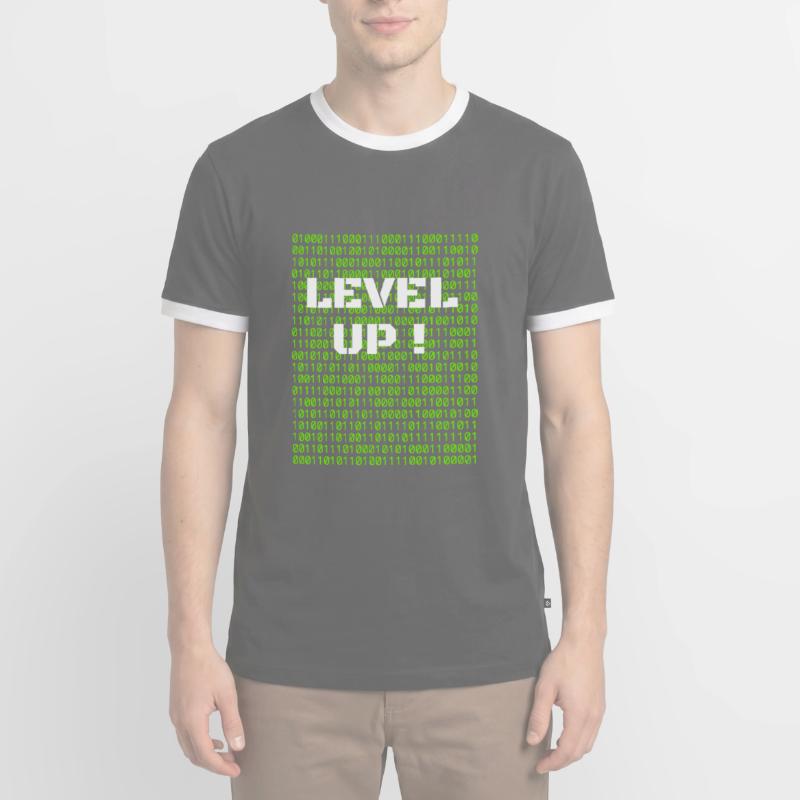 Level up and binary code Men's Ringer Shirt