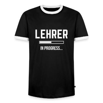 Teacher In Progress - Men's Ringer Shirt - black/white - Front - AI Model Female 172 light (172cm) & AI Model Male 178 light (178cm)