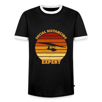 Social distancing Expert Hang Gliding - Men's Ringer Shirt - black/white - Front - AI Model Female 172 light (172cm) & AI Model Male 178 light (178cm)