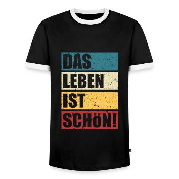 Das Leben ist schön - Männer Kontrast-T-Shirt - Schwarz/Weiß - Vorne - AI Model Female 172 light (172cm) & AI Model Male 178 light (178cm)