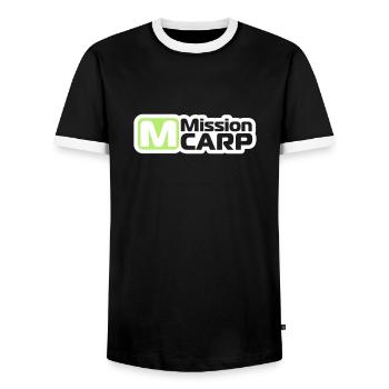 Angeln, Karpfen, Fisch, Mission carp - Männer Kontrast-T-Shirt - Schwarz/Weiß - Vorne - AI Model Female 172 light (172cm) & AI Model Male 178 light (178cm)