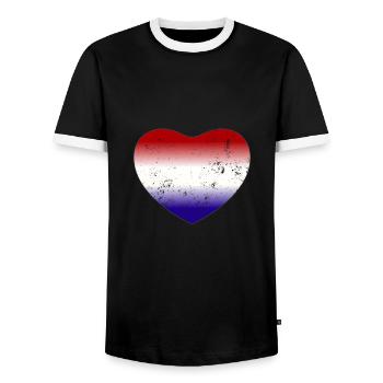 Hollande Pays-Bas Drapeau Herz - T-shirt contrasté Homme - noir/blanc - Devant - AI Model Female 172 light (172cm) & AI Model Male 178 light (178cm)