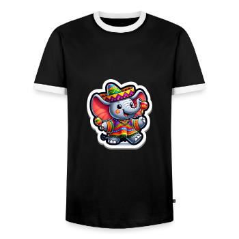 Cinco de Mayo Elefant mit Sombrero Cartoon - Männer Kontrast-T-Shirt - Schwarz/Weiß - Vorne - AI Model Female 172 light (172cm) & AI Model Male 178 light (178cm)