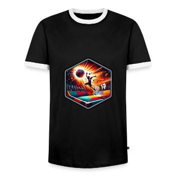 Gaga Ball Dodgeball Hexagone Pit Sport Jeu d’équipe - T-shirt contrasté Homme - noir/blanc - Devant - AI Model Female 172 light (172cm) & AI Model Male 178 light (178cm)
