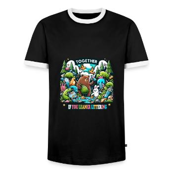 Anti Littering No Environment Recycle Trash - Men's Ringer Shirt - black/white - Front - AI Model Female 172 light (172cm) & AI Model Male 178 light (178cm)