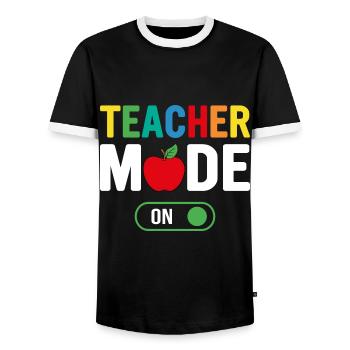 Teacher Mode On School Funny Students Best Teacher - Men's Ringer Shirt - black/white - Front - AI Model Female 172 light (172cm) & AI Model Male 178 light (178cm)