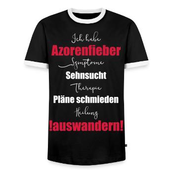 I have Azores fever - emigrate - Men's Ringer Shirt - black/white - Front - AI Model Female 172 light (172cm) & AI Model Male 178 light (178cm)