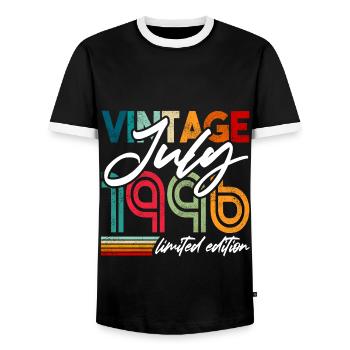 Vintage geboren Juli 1996 Geburtstag Juli 1996 - Männer Kontrast-T-Shirt - Schwarz/Weiß - Vorne - AI Model Female 172 light (172cm) & AI Model Male 178 light (178cm)