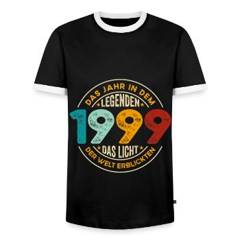 Geburtstag Legenden 1999 Jahrgang 1999 Geschenk - Männer Kontrast-T-Shirt - Schwarz/Weiß - Vorne - AI Model Female 172 light (172cm) & AI Model Male 178 light (178cm)