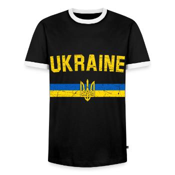 Ukraine - Männer Kontrast-T-Shirt - Schwarz/Weiß - Vorne - AI Model Female 172 light (172cm) & AI Model Male 178 light (178cm)