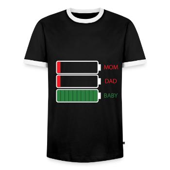 Mom Dad Baby - Men's Ringer Shirt - black/white - Front - AI Model Female 172 light (172cm) & AI Model Male 178 light (178cm)