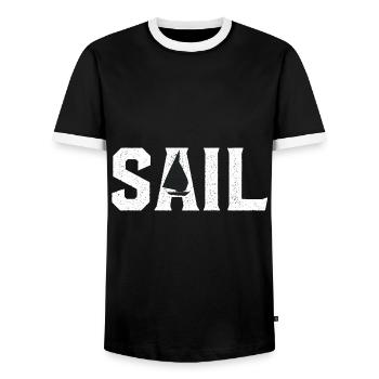 Sail Boat - T-shirt contrasté Homme - noir/blanc - Devant - AI Model Female 172 light (172cm) & AI Model Male 178 light (178cm)