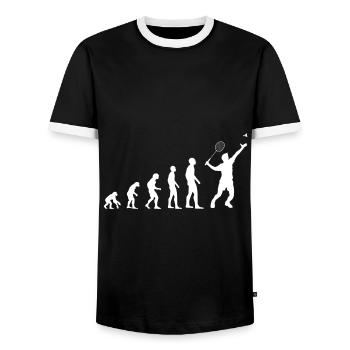 Entraîneur d'évolution de cadeau de volant de badminton - T-shirt contrasté Homme - noir/blanc - Devant - AI Model Female 172 light (172cm) & AI Model Male 178 light (178cm)