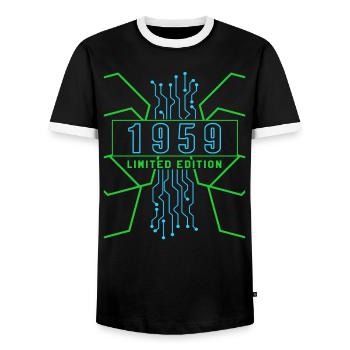 Birthday 1959 Gaming Limited Edition Gamer - Men's Ringer Shirt - black/white - Front - AI Model Female 172 light (172cm) & AI Model Male 178 light (178cm)