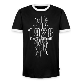 Geburtstag 1928 Gaming Limited Edition Gamer - Männer Kontrast-T-Shirt - Schwarz/Weiß - Vorne - AI Model Female 172 light (172cm) & AI Model Male 178 light (178cm)