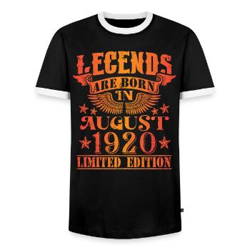 Anniversaire Août 1920 Edition Limitée Millésime - T-shirt contrasté Homme - noir/blanc - Devant - AI Model Female 172 light (172cm) & AI Model Male 178 light (178cm)