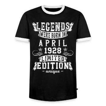 Geburtstag April 1928 Limited Edition Vintage - Männer Kontrast-T-Shirt - Schwarz/Weiß - Vorne - AI Model Female 172 light (172cm) & AI Model Male 178 light (178cm)