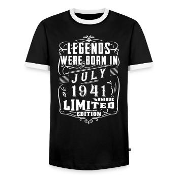 Geburtstag Juli 1941 Jahr Limited Edition - Männer Kontrast-T-Shirt - Schwarz/Weiß - Vorne - AI Model Female 172 light (172cm) & AI Model Male 178 light (178cm)
