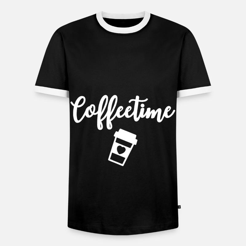Coffeetime Kaffeetrinker - Männer Kontrast-T-Shirt - Schwarz/Weiß