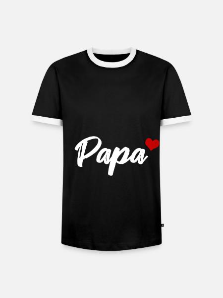 Papa Herz Liebe Vater - Männer Kontrast-T-Shirt - Schwarz/Weiß