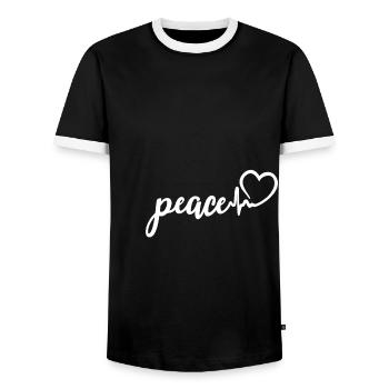 peace heartbeat peace love peace - Men's Ringer Shirt - black/white - Front - AI Model Female 172 light (172cm) & AI Model Male 178 light (178cm)