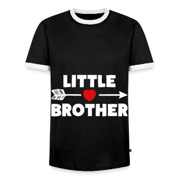 LITTLE BROTHER Geschwister Herz - Männer Kontrast-T-Shirt - Schwarz/Weiß - Vorne - AI Model Female 172 light (172cm) & AI Model Male 178 light (178cm)