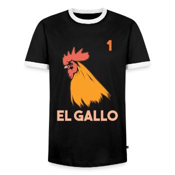 LOTERÍA El Gallo Loterie Coq jeu de chance - T-shirt contrasté Homme - noir/blanc - Devant - AI Model Female 172 light (172cm) & AI Model Male 178 light (178cm)