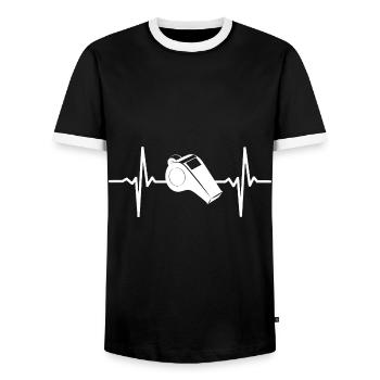 Referee Heartbeat Soccer Handball Basketball - Men's Ringer Shirt - black/white - Front - AI Model Female 172 light (172cm) & AI Model Male 178 light (178cm)