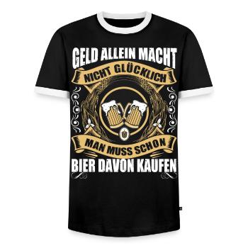 Bier kaufen - Männer Kontrast-T-Shirt - Schwarz/Weiß - Vorne - AI Model Female 172 light (172cm) & AI Model Male 178 light (178cm)