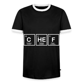 Chemise Nerd de Table Periodic Chef Elements Chemical - T-shirt contrasté Homme - noir/blanc - Devant - AI Model Female 172 light (172cm) & AI Model Male 178 light (178cm)