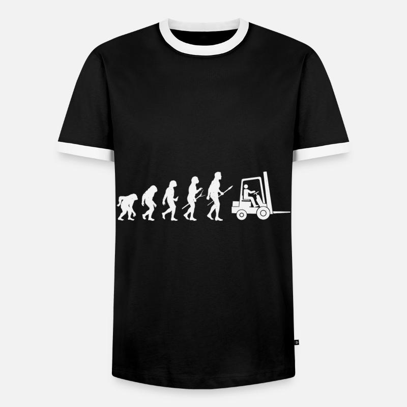 Gabelstapler-Evolution - Männer Kontrast-T-Shirt - Schwarz/Weiß