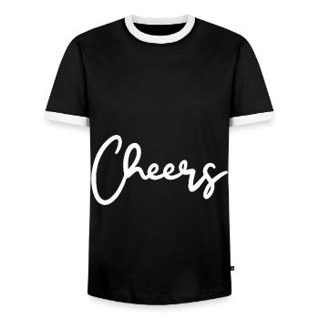 Cheers toast - Men's Ringer Shirt - black/white - Front - AI Model Female 172 light (172cm) & AI Model Male 178 light (178cm)