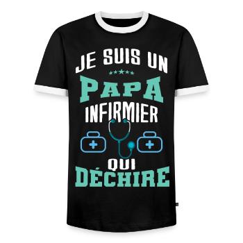 je suis un papa infirmier qui déchire - T-shirt contrasté Homme - noir/blanc - Devant - AI Model Female 172 light (172cm) & AI Model Male 178 light (178cm)