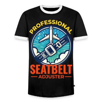 Flight Attendant Aviation Cabin Crew Air Hostess - Men's Ringer Shirt - black/white - Front - AI Model Female 172 light (172cm) & AI Model Male 178 light (178cm)