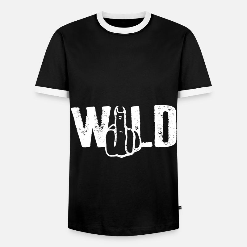 WILD Mittelfinger Modus - Männer Kontrast-T-Shirt - Schwarz/Weiß