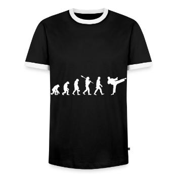 Taekwondo Evolution - Men's Ringer Shirt - black/white - Front - AI Model Female 172 light (172cm) & AI Model Male 178 light (178cm)