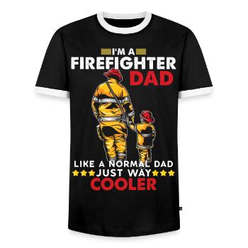 Firefighter dad fireman firefighter gift dad - Men's Ringer Shirt - black/white - Front - AI Model Female 172 light (172cm) & AI Model Male 178 light (178cm)