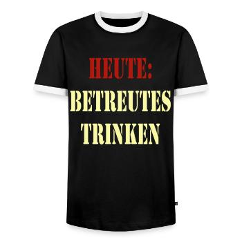 Spruch - Betreutes Trinken - Männer Kontrast-T-Shirt - Schwarz/Weiß - Vorne - AI Model Female 172 light (172cm) & AI Model Male 178 light (178cm)