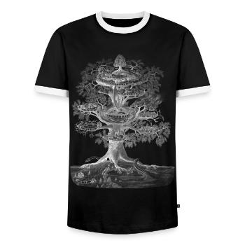 Yggdrasil the World Tree (pour les fonds sombres) - T-shirt contrasté Homme - noir/blanc - Devant - AI Model Female 172 light (172cm) & AI Model Male 178 light (178cm)