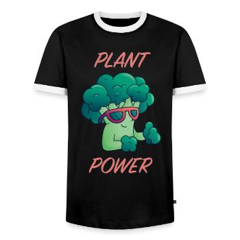 Chemises végétaliennes cool, végétariens, athlètes de force - T-shirt contrasté Homme - noir/blanc - Devant - AI Model Female 172 light (172cm) & AI Model Male 178 light (178cm)